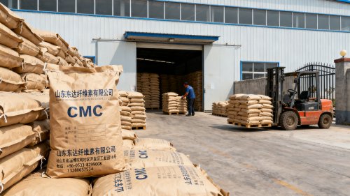 高品质CMC电池材料整齐堆放在成品仓库
