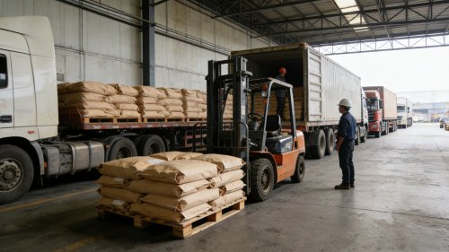 工厂装车现场交联羧甲基纤维素钠成品粉末整齐装载