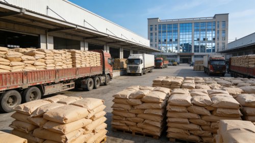 淀粉与纤维素产品在工厂厂区装车现场