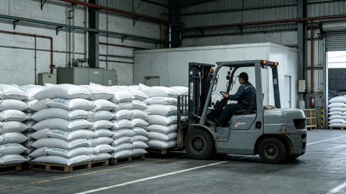 高粘度羧甲基纤维素吨袋装车作业取代度0.8以上用于压裂液增稠携砂降滤失厂区实拍