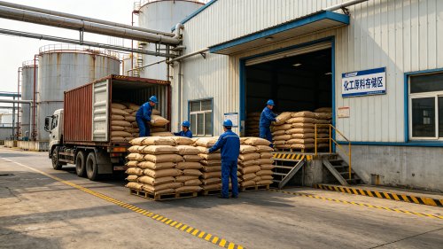 HPMC羟丙基甲基纤维素粉末工厂厂区装车采用热水分散法配制溶液适用于涂料和胶黏剂